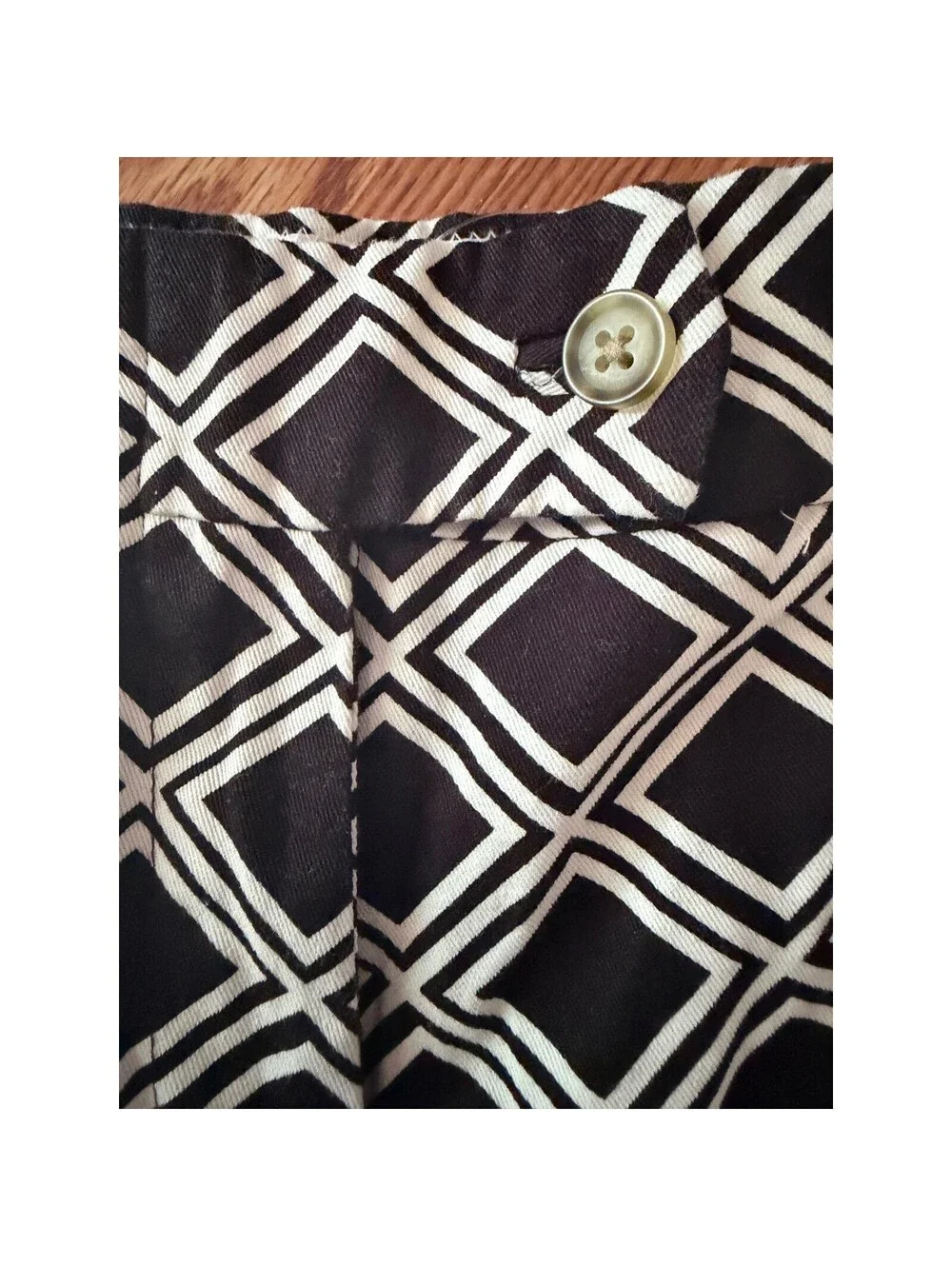 J.Crew Womens City Fit Chino Shorts Black White Geometric Diamond Print Size 10